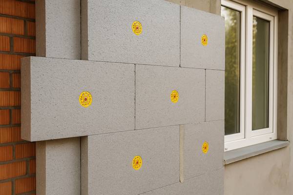 Pose de panneaux isolants sur la façade extérieure d’une maison